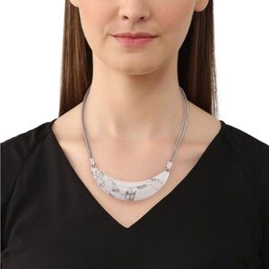 KENDRA Scott Kaia Collar Howlite Statement Necklace Rhodium Plate NWT